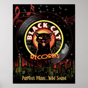 Black Cat Records Poster – Retro Jazz Club Vinyl