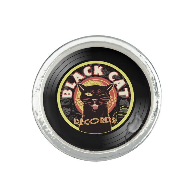Black Cat Records Ring – Retro Jazz Label (Front)