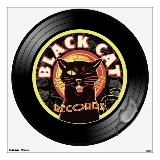 Black Cat Records Wall Decal – Retro Jazz Vinyl (Front)