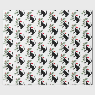 Black Cat Red Bird Christmas Paper