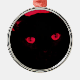 Black Cat Red Eyes Christmas Ornament