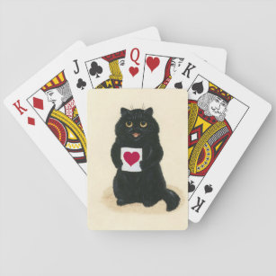 Black Cat Red Heart Love Letter King of Hearts Playing Cards