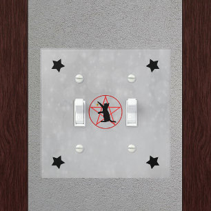 Black Cat Red Pentagram Black Stars Light Grey Switch Cover