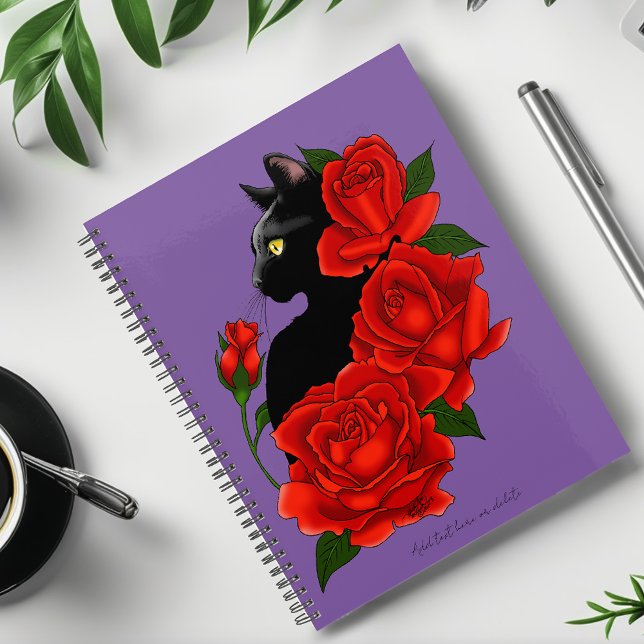 Black Cat Red Roses Purple Planner (Creator Uploaded)