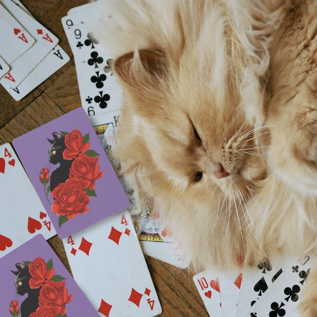 Black Cat Red Roses Purple Poker Cards (Creator Uploaded)