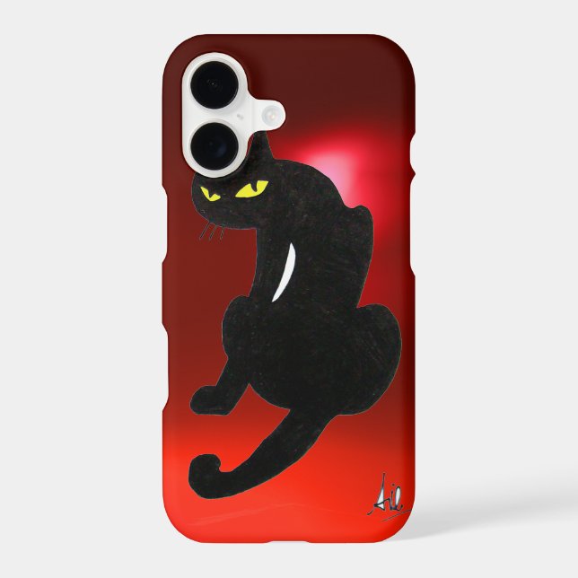 BLACK CAT  Red ruby Iphone Case (Back)