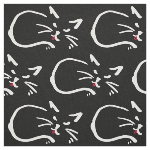 Black cat, red tongue fabric
