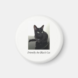 Black Cat Refrigerator Magnet - round