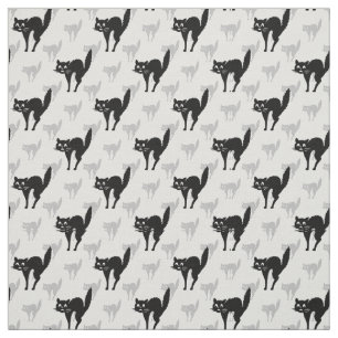 Black Cat Repeat Pattern Design Fabric