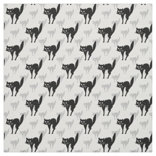 Black Cat Repeat Pattern Design Fabric