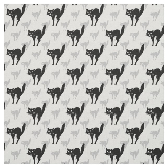 Black Cat Repeat Pattern Design Fabric (Swatch)