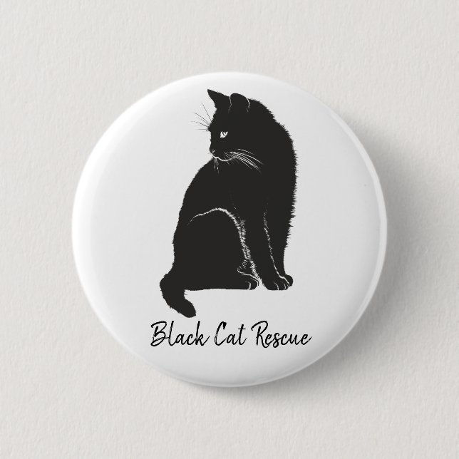 Black Cat Rescue Button (Front)