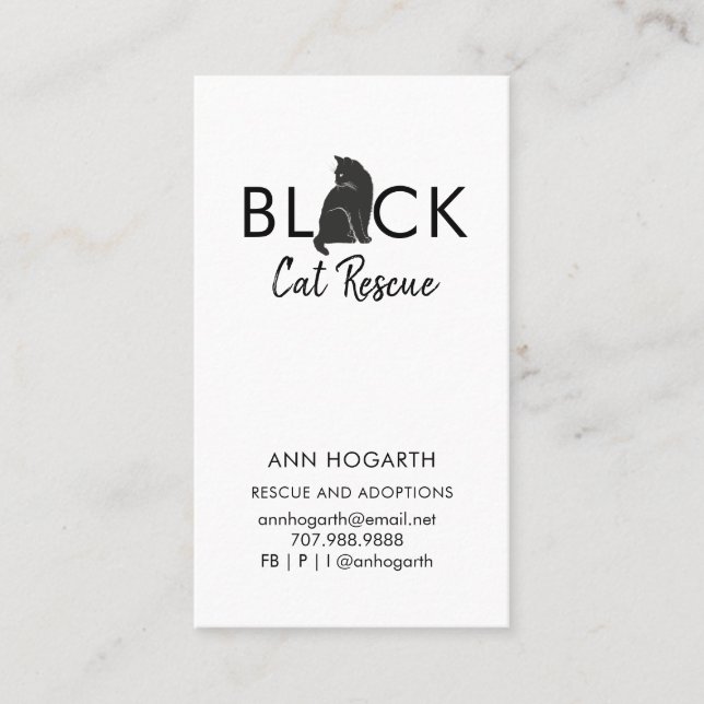 Black Cat Rescue Organization Business Card (Front)