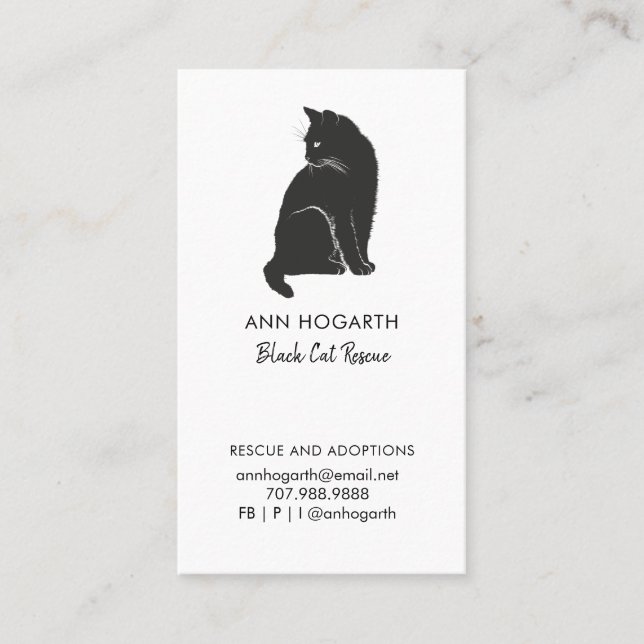 Black Cat Rescue Organization Business Card (Front)