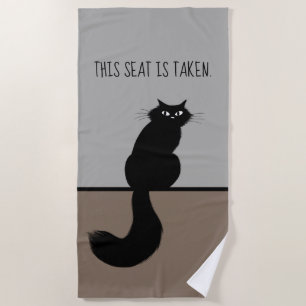 Black Cat Reserved Seating Cool Side Eye Kitty Beach Towel