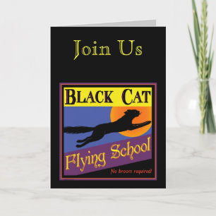 Black Cat Retro Custom Folded Invitations