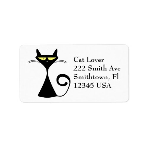 Black Cat Retro Design Address Label