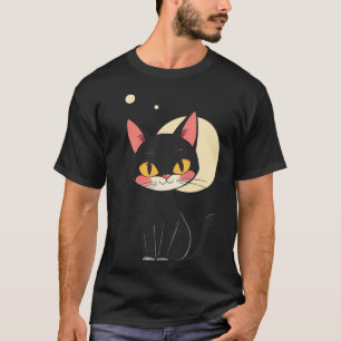 black cat retro funny cat gift cats lovers T-Shirt