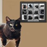 Black Cat Retro Picture Frame Pet Photo Calendar<br><div class="desc">Upload 12 photos of your beloved black cat (or any other pet) to this photo calendar. Each is in a square retro style white picture frame with space for your pet's name on each month.</div>