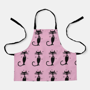 BLACK CAT RETRO PINK APRON