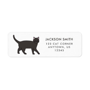 Black Cat Return Address Label
