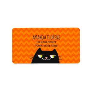 Black Cat Return Address Label