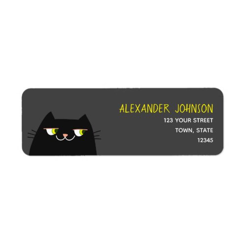 Black Cat Return Address Label