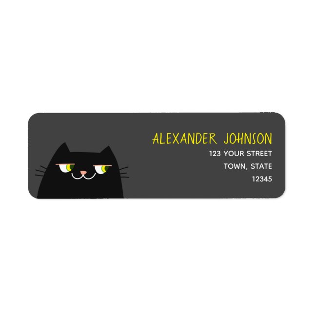 Black Cat Return Address Label (Front)