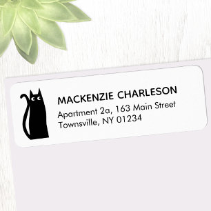 Black Cat Return Address Label