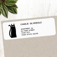 Black Cat Return Address Label