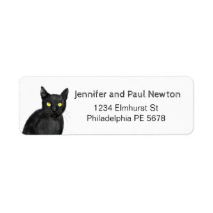 black cat return address label