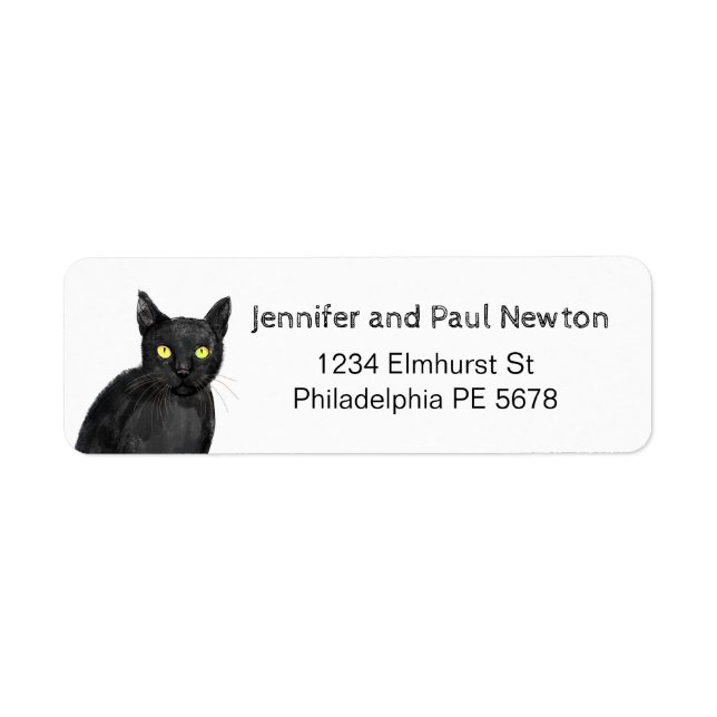 black cat return address label (Front)