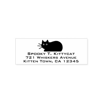 Black Cat Return Address Self-inking Stamp