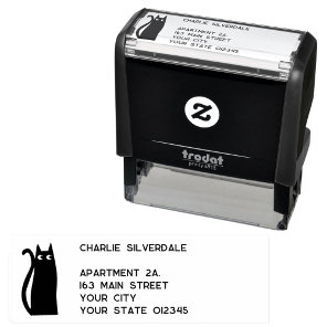 Black Cat Return Address Self-inking Stamp