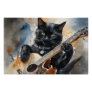 Black Cat Rock Star Playing Acoustic Guitar  Poster