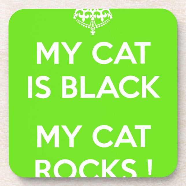 Black cat rocks drink coaster (Front)