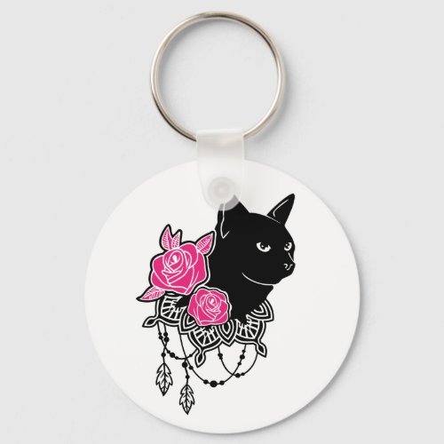 Black Cat Rose on  Keychain