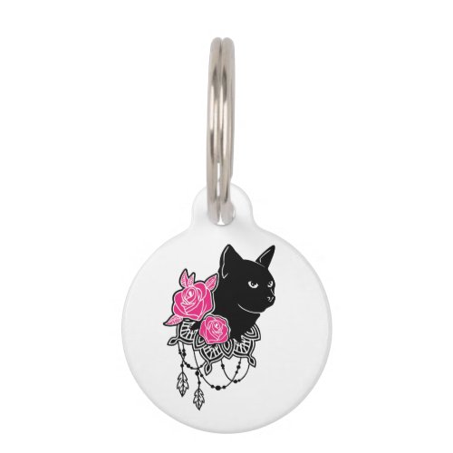 Black Cat Rose on  Pet ID Tag