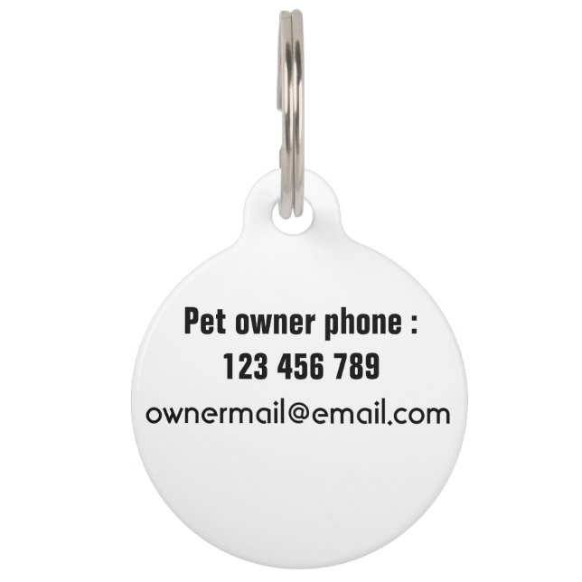 Black Cat Round Pet ID Tag (Back)