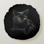 Black Cat Round Pillow at Zazzle