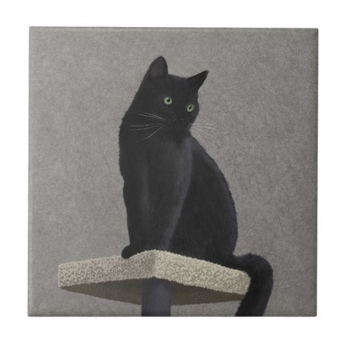Black Cat Royalty  Ceramic Tile