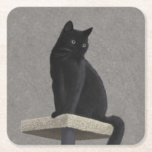 Black Cat Royalty  Square Paper Coaster