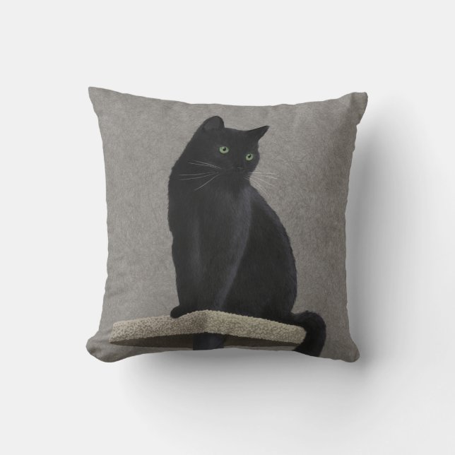 Black Cat Royalty  Throw Pillow (Front)