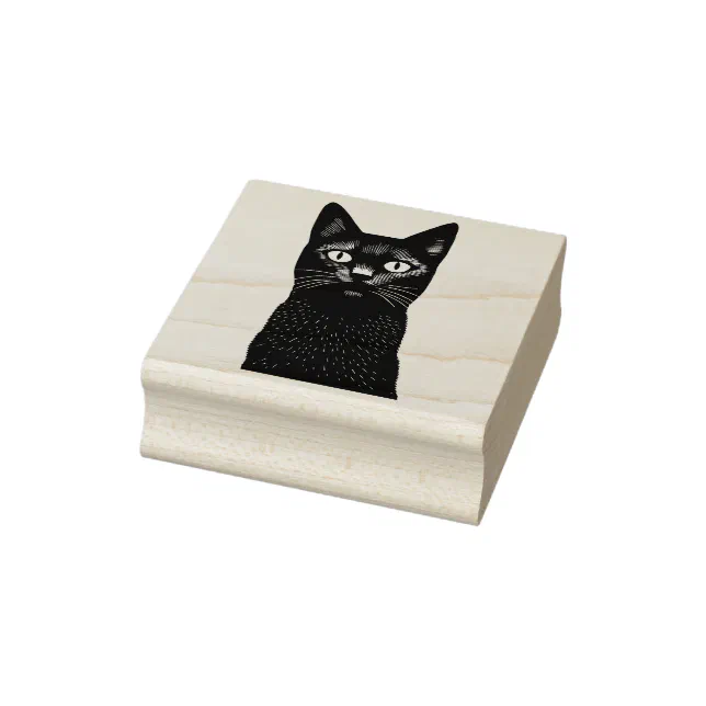 Black Cat Rubber Stamp
