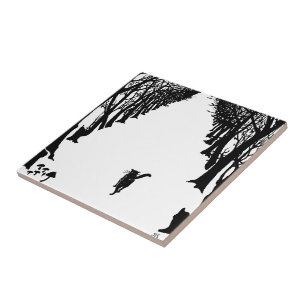 Black cat, Rudyard Kipling Ceramic Tile