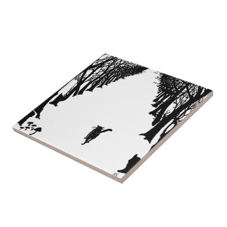 Black cat, Rudyard Kipling Ceramic Tile