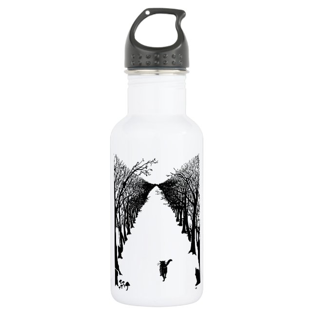 Black cat, Rudyard Kipling Stainless Steel Water Bottle (Front)