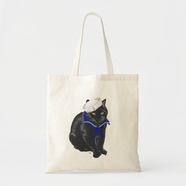 Black Cat Sailor Tote Bag (Front)