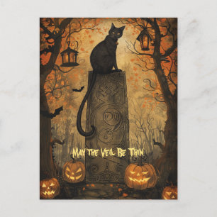 Black Cat Samhain Halloween Greeting Card