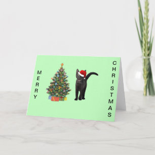 Black Cat Samta Holiday Card